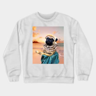 Cute Aloha Pug Hawaiian Crewneck Sweatshirt